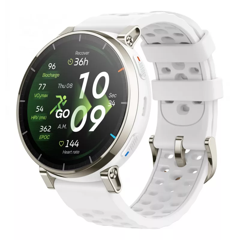Išmanusis laikrodis Amazfit Active 3 — 3,35 cm (1,32 colio) AMOLED, 466×466, jutiklinis ekranas, GPS, 365 mAh, silikoninis dirželis
