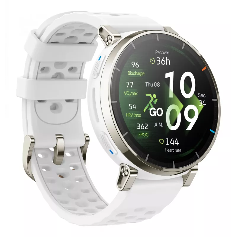 Išmanusis laikrodis Amazfit Active 3 — 3,35 cm (1,32 colio) AMOLED, 466×466, jutiklinis ekranas, GPS, 365 mAh, silikoninis dirželis