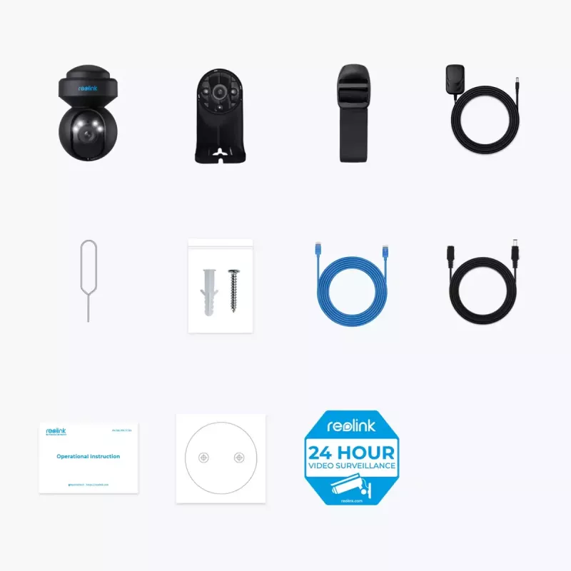 IP apsaugos kamera Reolink E540-B 5MP lauko Wi‑Fi, 2560x1920, 355° posūkis, 0–50° pakreipimas, IP65, MicroSD iki 256 GB