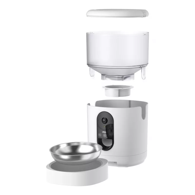 Automatinė gyvūnų ėdalo dalytuvė IMOU PF1 — 4 L nerūdijančio plieno bunkeris, Wi‑Fi 4, baterija / nuolatinė srovė, 1 dubuo