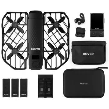 Mini dronas HOVERAir X1 Pro — 4 rotoriai, 12 MP kamera, 4K vaizdo įrašas, 1000 m veikimo nuotolis, 1920 mAh baterija, 32 GB vidinė atmintis, juodas