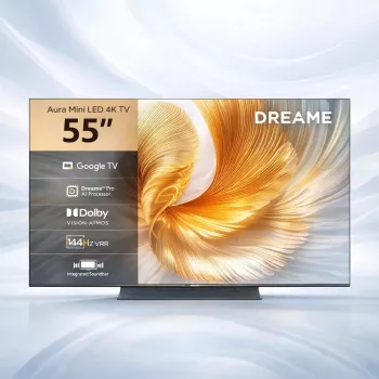 Išmanusis televizorius Dreame Aura S100 55 col., QLED+ (Mini LED), 4K UHD, Google TV, 144 Hz, AI procesorius, integruota garso juosta, juodas