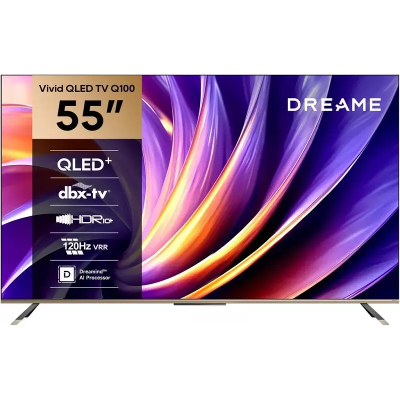 Išmanusis televizorius Dreame Vivid Q100 55 col., QLED+, 4K UHD, Google TV, 120 Hz, AI procesorius, juodas