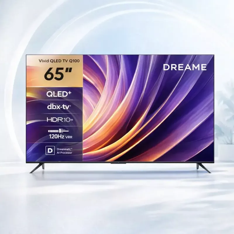 Išmanusis televizorius Dreame Vivid Q100 65 colių, QLED+, 4K UHD, Google TV, 120 Hz, AI procesorius, juodas