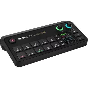 Daugiakanalė podcast'ų ir tiesioginių transliacijų gamybos pultas Rode RodeCaster Video S RCVS-E — jutiklinis ekranas, Wi‑Fi, Bluetooth 5.3, 5x USB-C, 3x HDMI įvestis, 1x HDMI išvestis, microSD