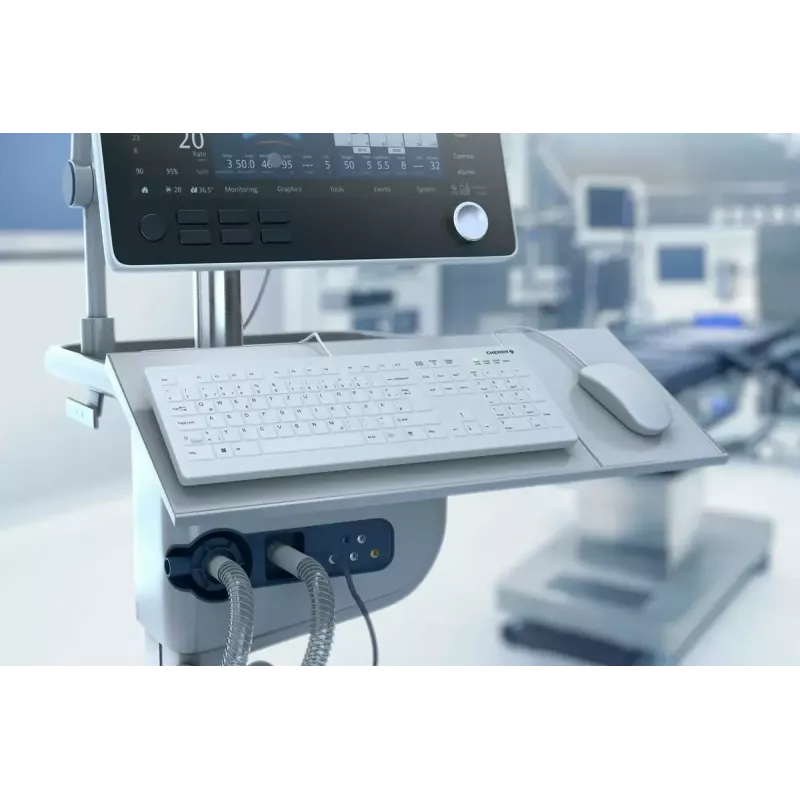 Laidinis pilno dydžio klaviatūra su aktyviuoju mygtuku CHERRY AK-C8112 Medical USB QWERTZ 105 klavišai balta 1,8 m
