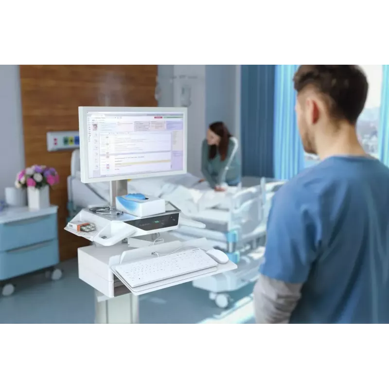 Laidinis pilno dydžio klaviatūra su aktyviuoju mygtuku CHERRY AK-C8112 Medical USB QWERTZ 105 klavišai balta 1,8 m