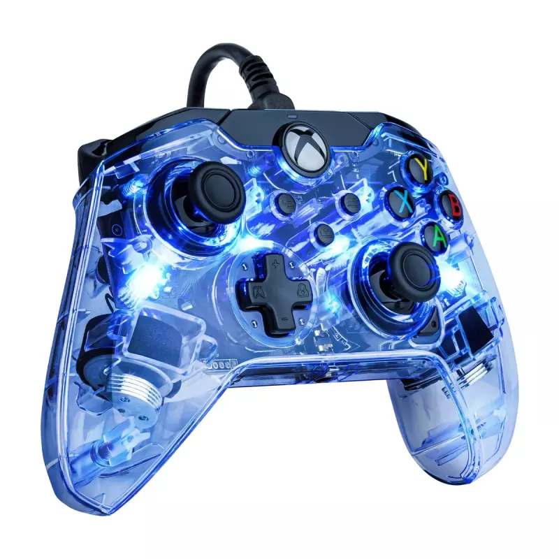 PDP Afterglow žaidimų pultas juodas mėlynas permatomas USB Xbox One Series X S laidinis 2,4 m