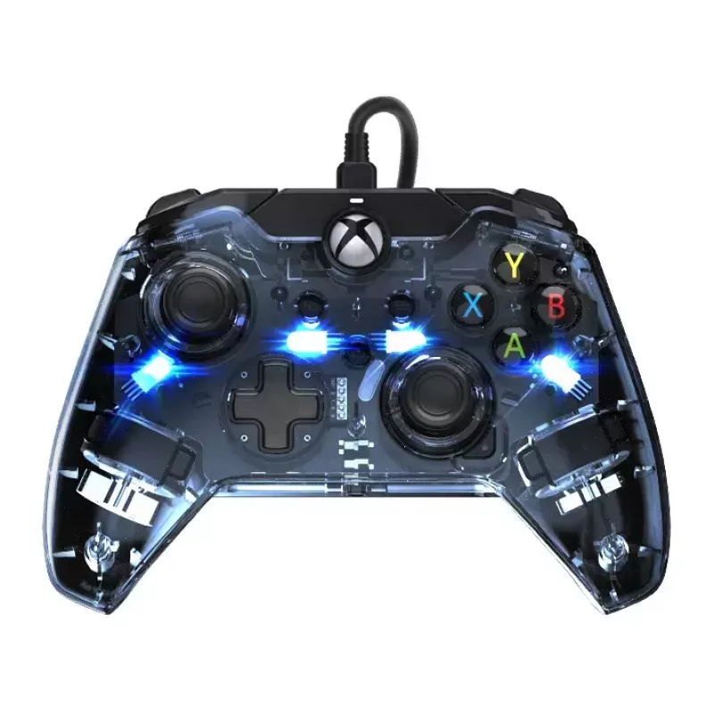 PDP Afterglow žaidimų pultas juodas mėlynas permatomas USB Xbox One Series X S laidinis 2,4 m
