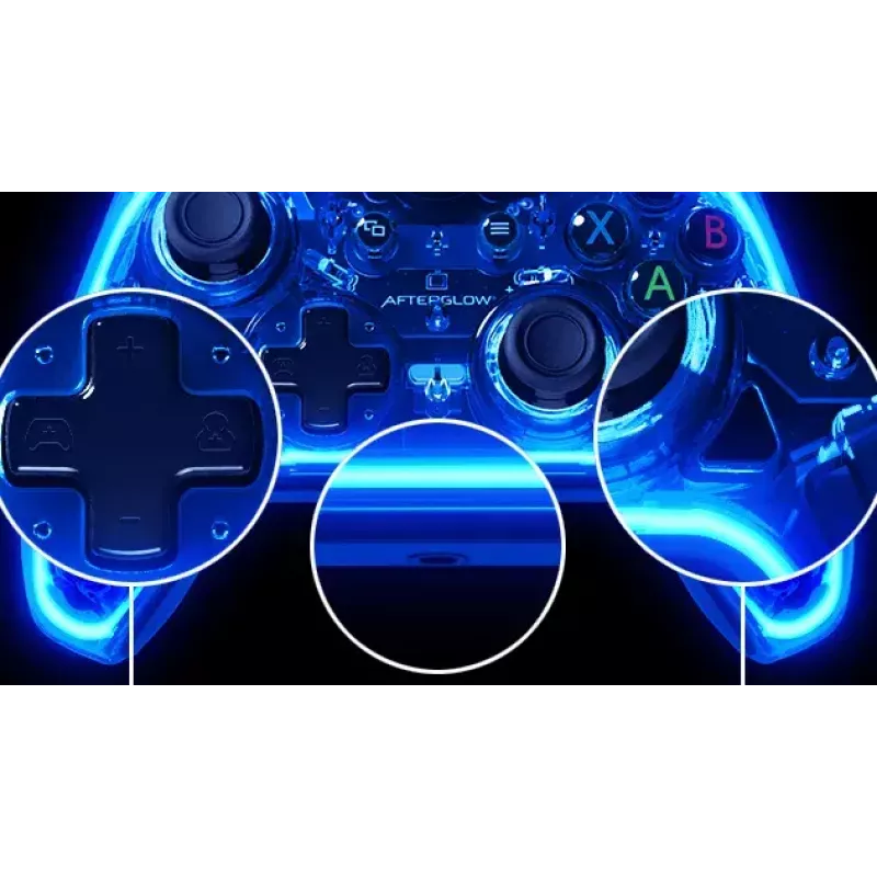 PDP Afterglow žaidimų pultas juodas mėlynas permatomas USB Xbox One Series X S laidinis 2,4 m