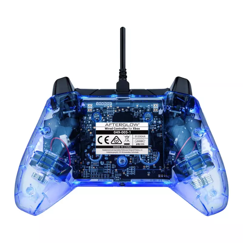 PDP Afterglow žaidimų pultas juodas mėlynas permatomas USB Xbox One Series X S laidinis 2,4 m