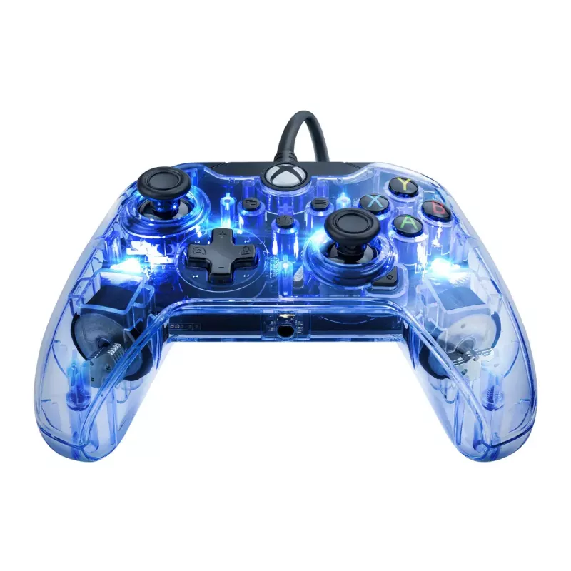 PDP Afterglow žaidimų pultas juodas mėlynas permatomas USB Xbox One Series X S laidinis 2,4 m