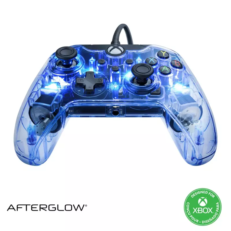 PDP Afterglow žaidimų pultas juodas mėlynas permatomas USB Xbox One Series X S laidinis 2,4 m