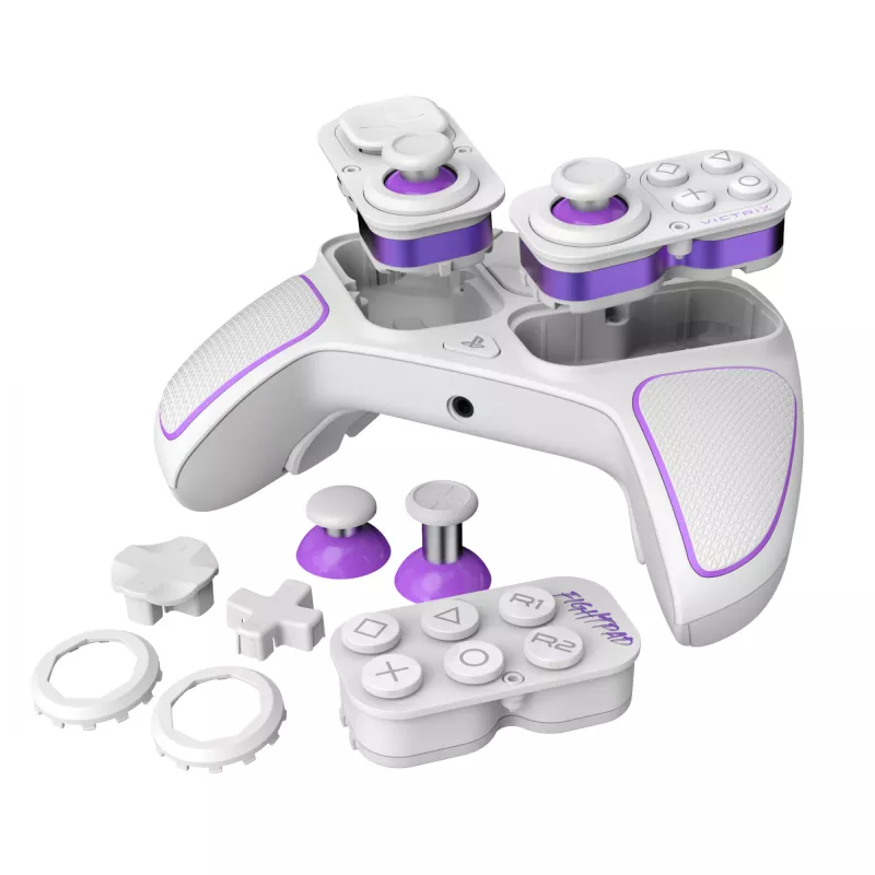 VICTRIX 052-002-WH žaidimų pultas, laidinis ir belaidis, RF/USB, USB-C, 2000 mAh, PC/PS4/PS5, violetinė/baltas