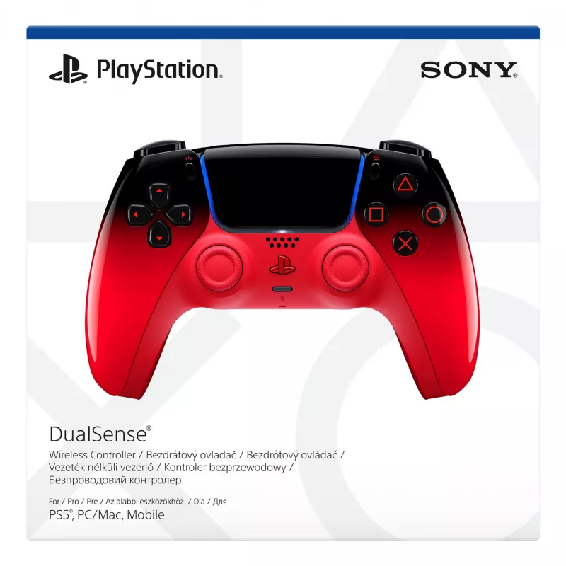 „Sony DualSense“ žaidimų pultas, skirtas „PlayStation 5“ – „Bluetooth“ / USB, baterija, juoda / raudona, USB-C, 188×69×189 mm
