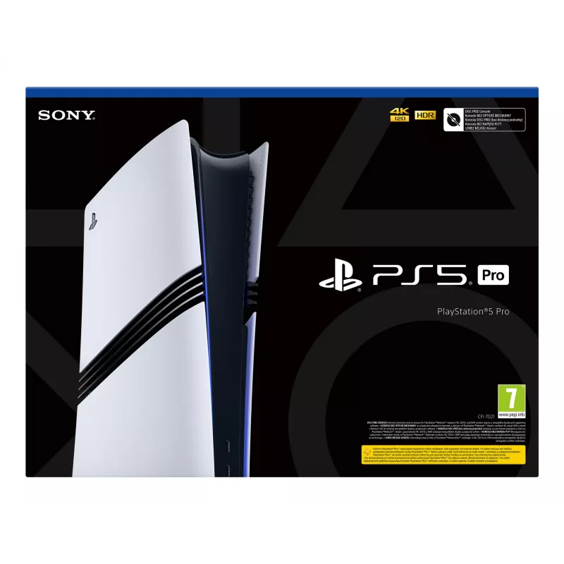 Žaidimų konsolė Sony PlayStation 5 Pro – 2 TB SSD, GDDR6, Wi‑Fi 6/7, Ethernet, 8K palaikymas, juoda/baltava