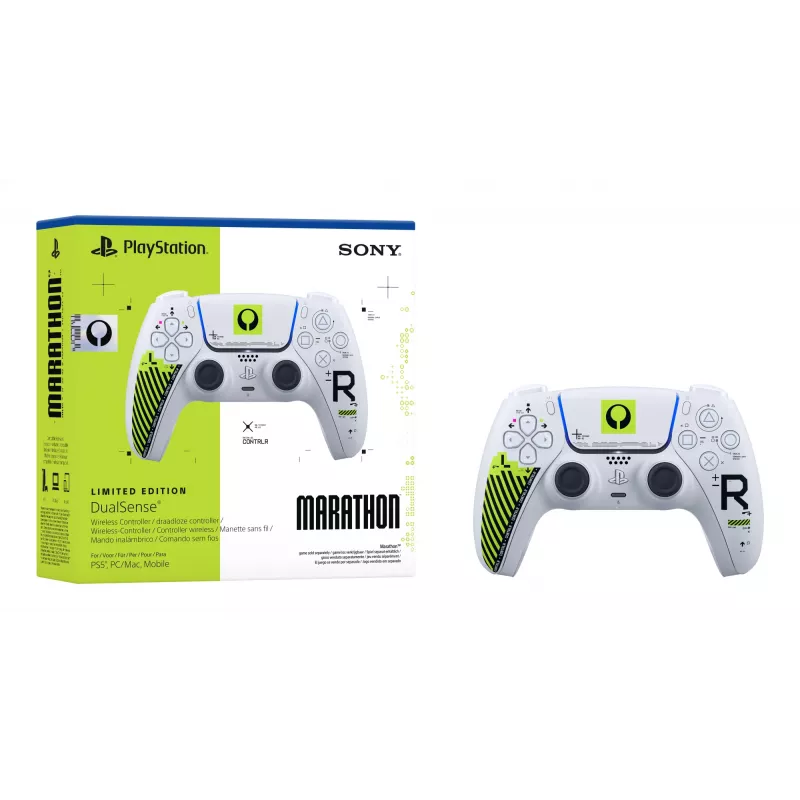 Gamepad Sony DualSense, skirtas PlayStation 5 — Bluetooth/USB, balta ir žalia, analoginis/skaitmeninis, USB‑C