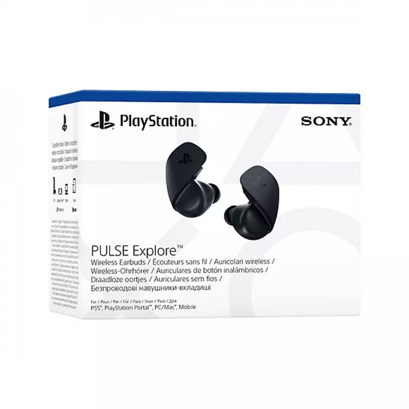 Sony Pulse Explore belaidės į ausis įdedamos žaidimų ausinės, Bluetooth, juodos