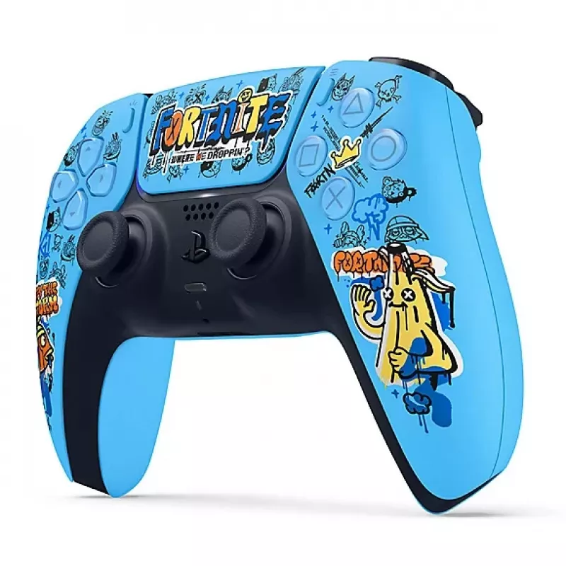 Žaidimų pultelis Sony DualSense belaidis PlayStation 5 valdiklis — modelis 9593973, mėlynas, Fortnite tema, Bluetooth/USB, maitinamas baterijomis