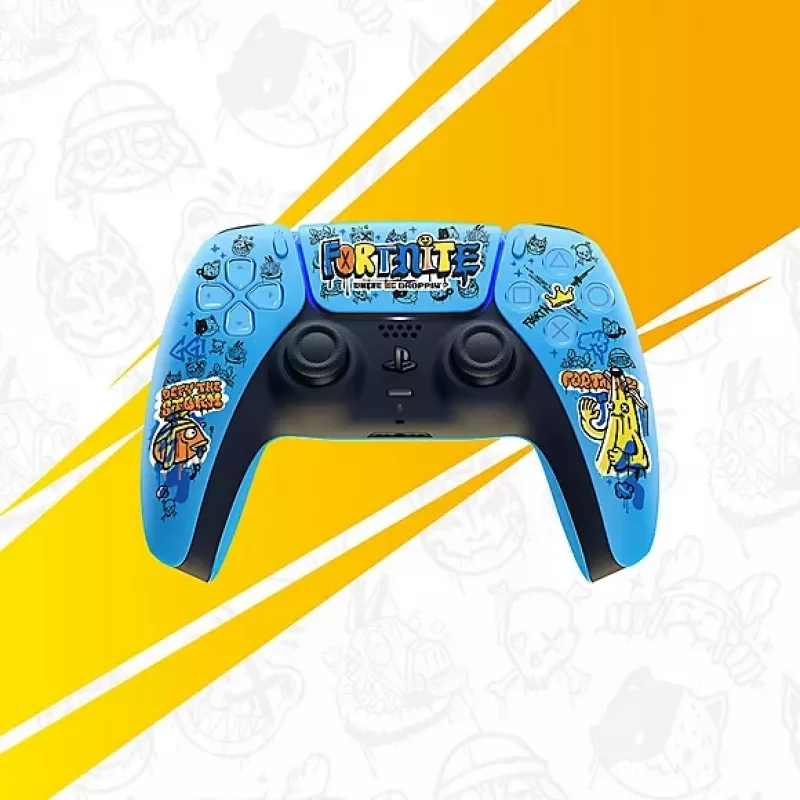Žaidimų pultelis Sony DualSense belaidis PlayStation 5 valdiklis — modelis 9593973, mėlynas, Fortnite tema, Bluetooth/USB, maitinamas baterijomis