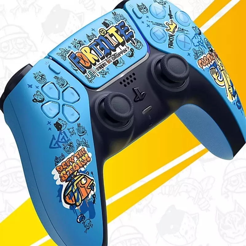 Žaidimų pultelis Sony DualSense belaidis PlayStation 5 valdiklis — modelis 9593973, mėlynas, Fortnite tema, Bluetooth/USB, maitinamas baterijomis