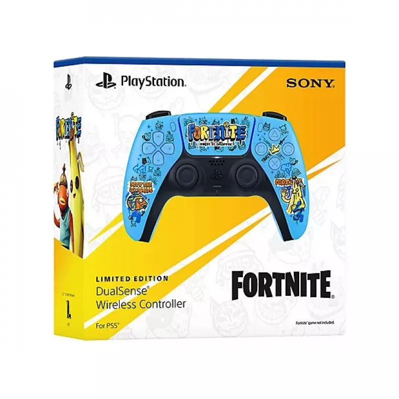 Žaidimų pultelis Sony DualSense belaidis PlayStation 5 valdiklis — modelis 9593973, mėlynas, Fortnite tema, Bluetooth/USB, maitinamas baterijomis