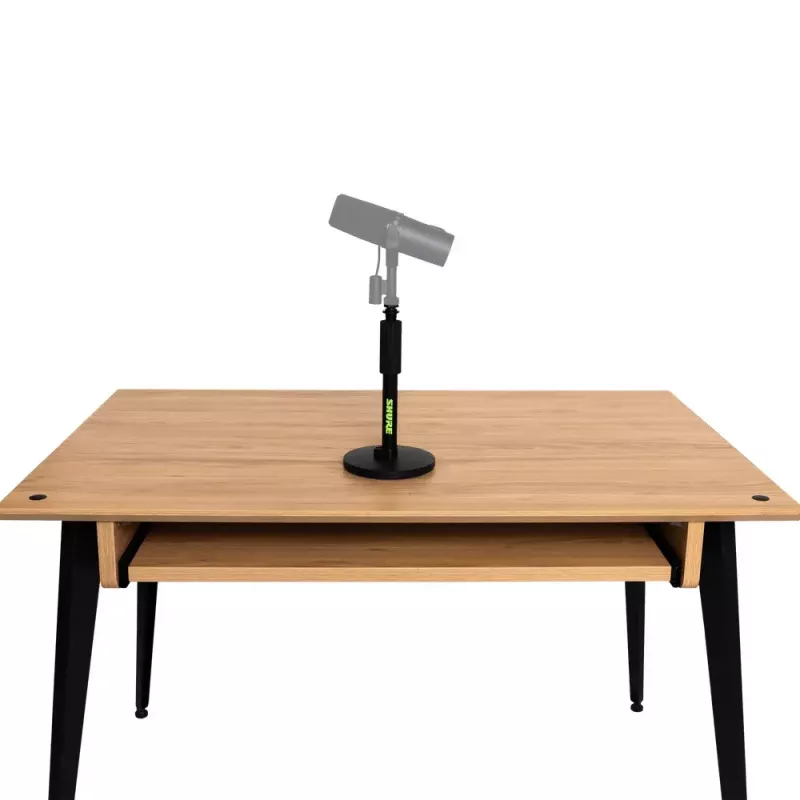 Stalinis mikrofono stovas Shure SH-DESKTOP1, apvalus metalinis pagrindas, 3/8 colio sriegis, aukštis 26,7–40,6 cm, juodas