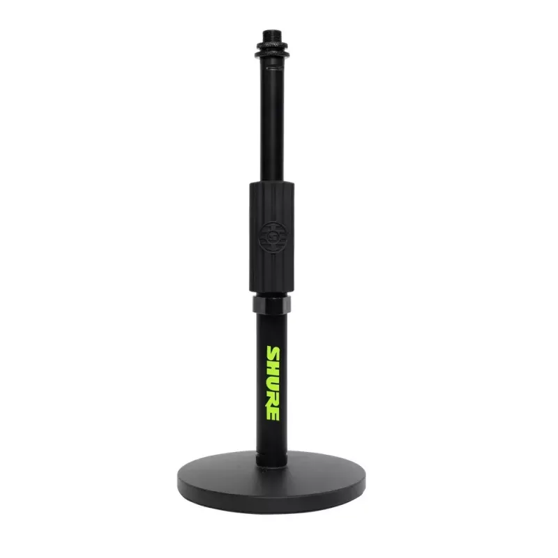 Stalinis mikrofono stovas Shure SH-DESKTOP1, apvalus metalinis pagrindas, 3/8 colio sriegis, aukštis 26,7–40,6 cm, juodas