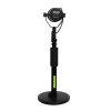 Stalinis mikrofono stovas Shure SH-DESKTOP1, apvalus metalinis pagrindas, 3/8 colio sriegis, aukštis 26,7–40,6 cm, juodas