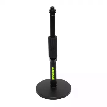 Stalinis mikrofono stovas Shure SH-DESKTOP1, apvalus metalinis pagrindas, 3/8 colio sriegis, aukštis 26,7–40,6 cm, juodas