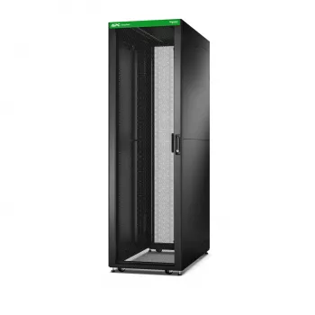 APC Easy Rack, 42U, juoda, su stogu, ratukais, kojelėmis, 4 laikikliais ir šoninėmis plokštėmis, be dugno, 1991A x 600P x 800G mm