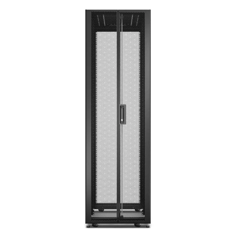 APC Easy Rack, 42U, juoda, su stogu, ratukais, kojelėmis, 4 laikikliais ir šoninėmis plokštėmis, be dugno, 1991A x 600P x 800G mm