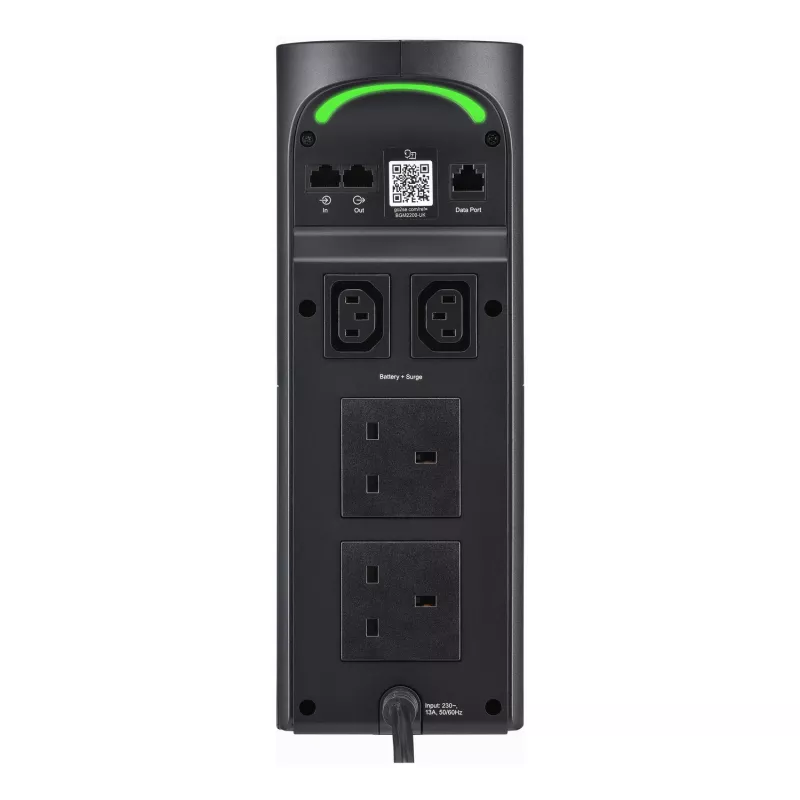 APC Back-UPS Pro žaidimams, 2200VA/1320W, bokštinis, 230V, 2x UK ir 2x IEC C13 lizdai, RGB lemputės, gryna sinusinė banga, Midnight (juoda)