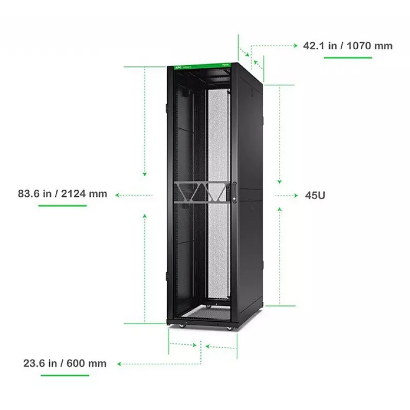 APC NetShelter SX serverių spinta Gen 2, 45U, 2124H x 600W x 1070D mm, su šonais, juoda