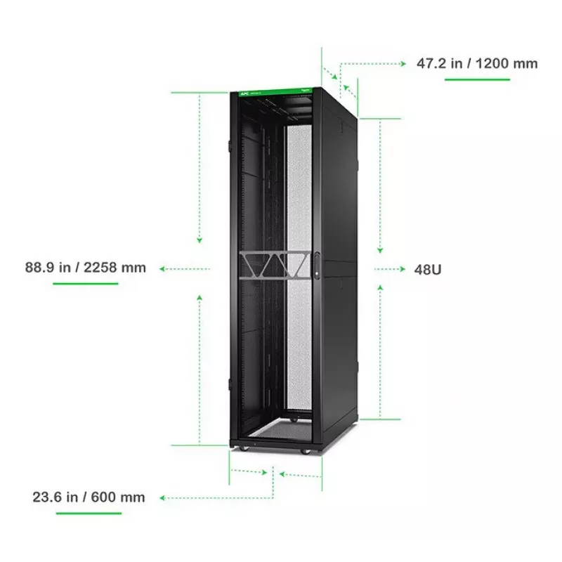 APC NetShelter SX serverio spinta Gen 2, 48U, 2258H x 600W x 1200D mm, su šonais, juoda