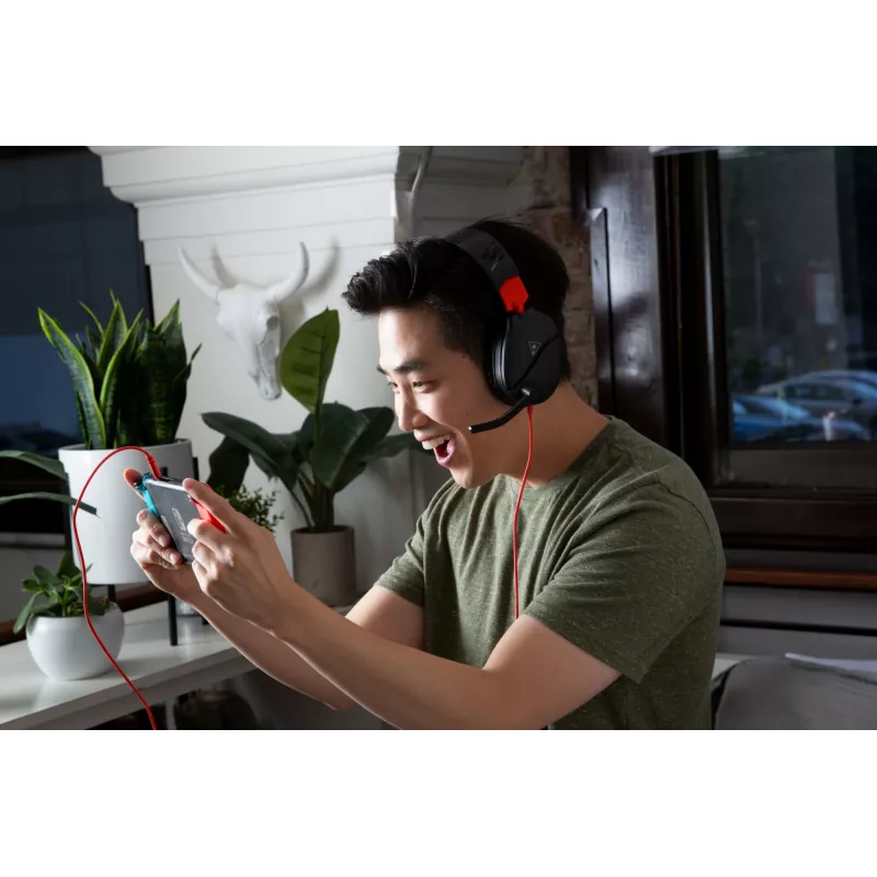 Over-ear stereo žaidimų ausinės Turtle Recon 70 — juodos, laidinės stereo, vienos ausinės kaušelio valdikliai