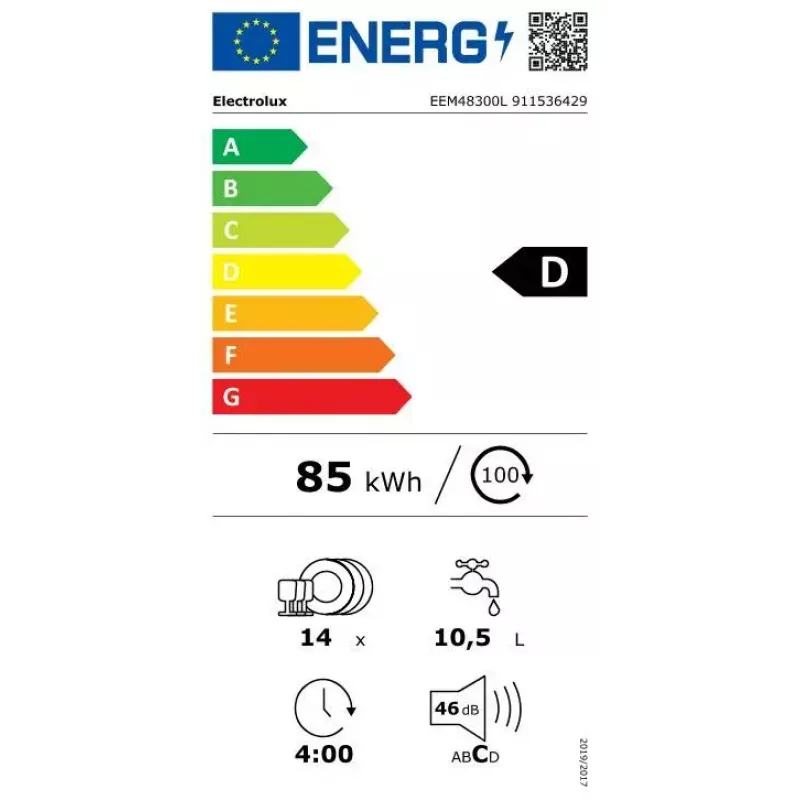 Įmontuojama indaplovė Electrolux SatelliteClean EEM48300L, 14 vietų, 46 dB