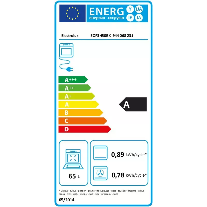 Electrolux EOF3H50BK 65 L 2090 W juoda, nerūdijantis plienas