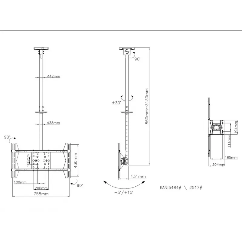 Lubinis laikiklis Multibrackets M Public Large Single Juodas 3000