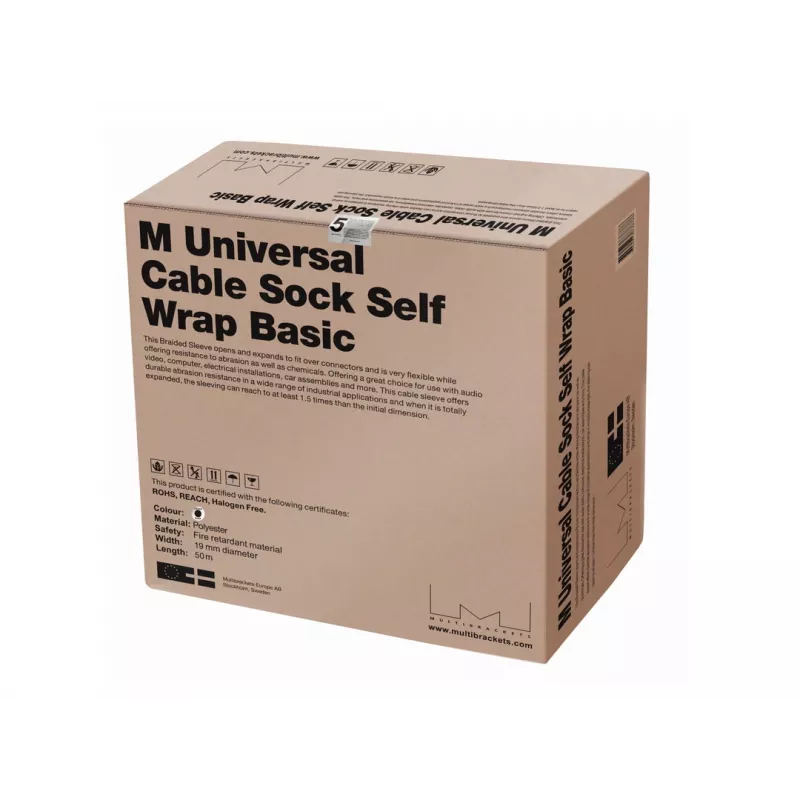 Kabelių mova Multibrackets M Universal kabelis Sock Self Wrap Basic 19mm juoda 50m, poliesteris, -50–150°C