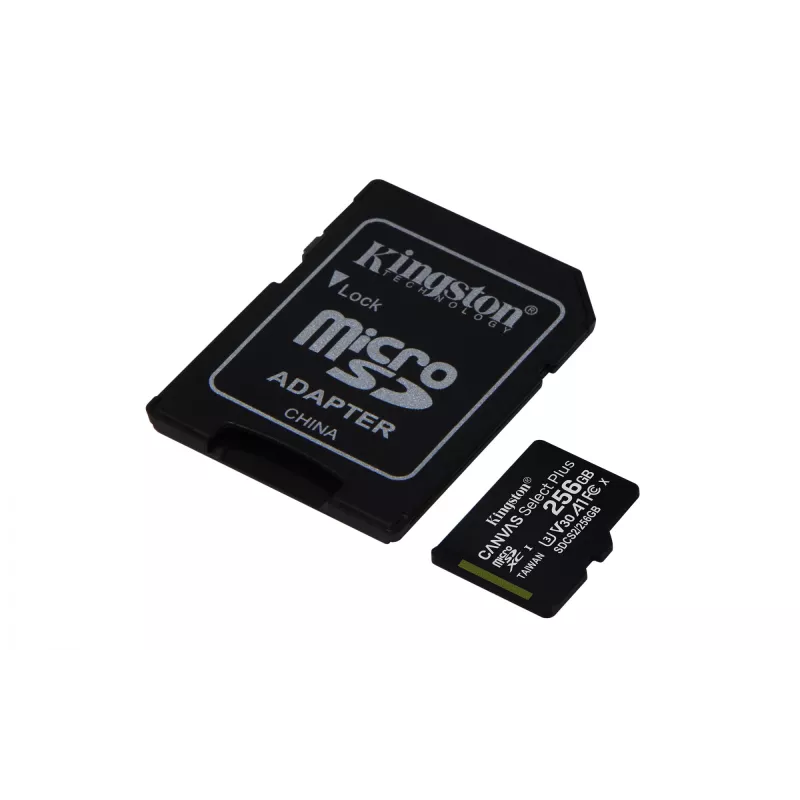 Kingston Technology Canvas Select 256 GB microSDXC Plus 100R A1 C10 kortelė + adapteris