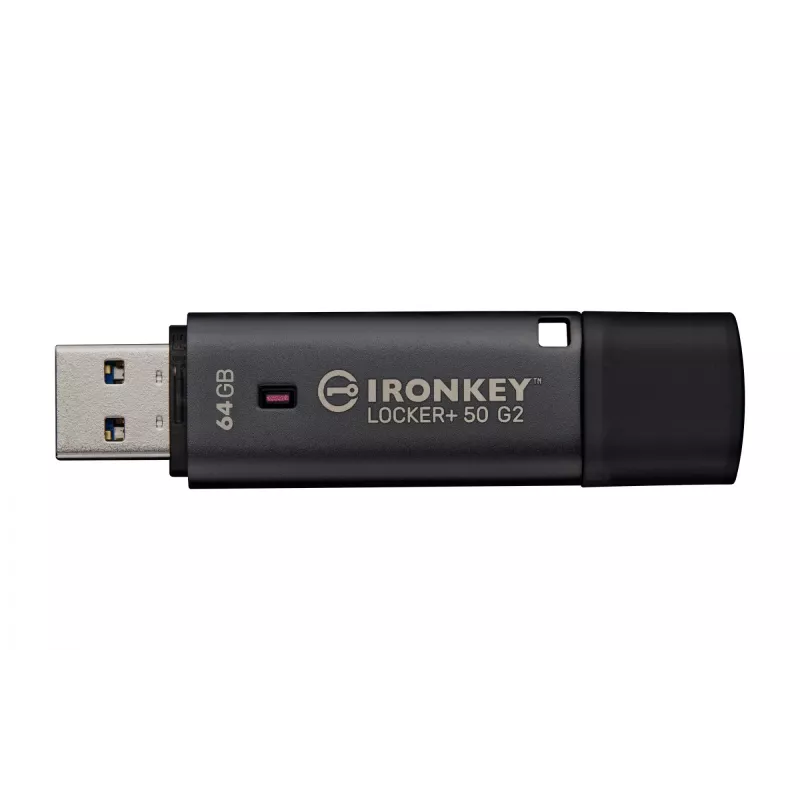 USB atmintinė KINGSTON IronKey Locker Plus 50 G2 64GB, USB Type-A, USB 3.2 Gen 1, AES-256, FIPS 197