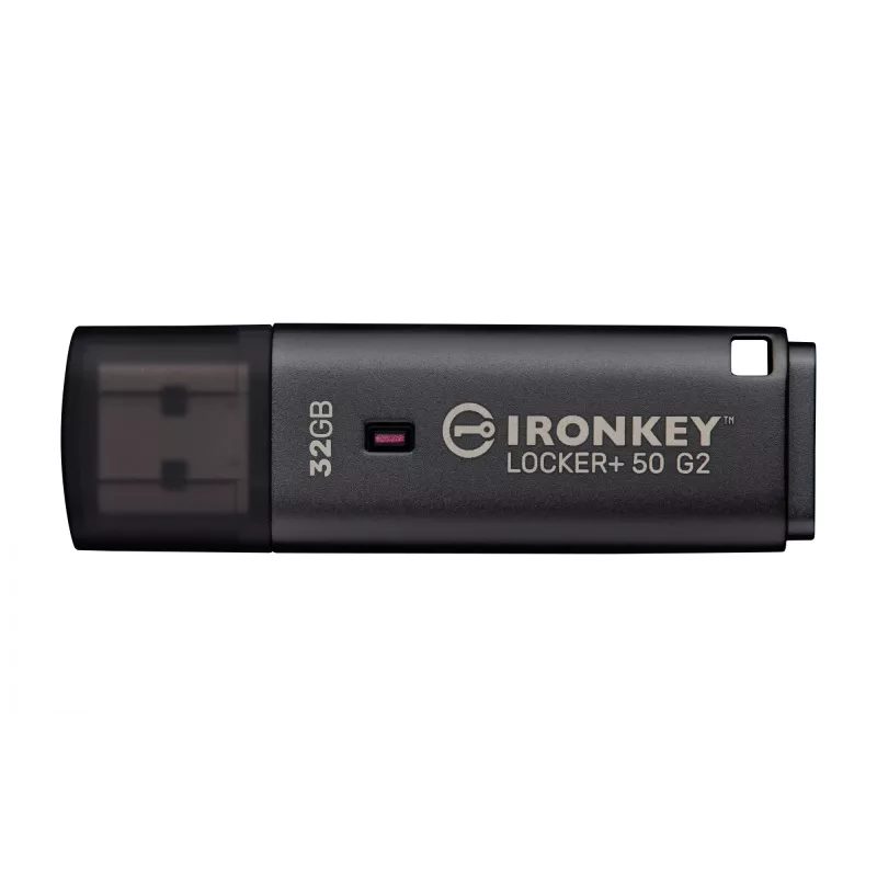 USB atmintinė KINGSTON IronKey Locker Plus 50 G2 32 GB, USB 3.2 Gen 1 Type-A, AES-256, FIPS 197