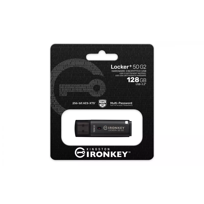 USB atmintinė KINGSTON IronKey Locker Plus 50 G2 128GB, USB Type-A, USB 3.2 Gen 1, AES-256, FIPS 197