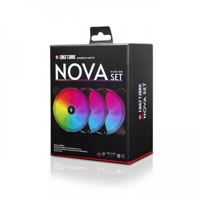 Chieftec Chieftronic Nova ventiliatorių rinkinys 12 cm juodas 3 vnt.