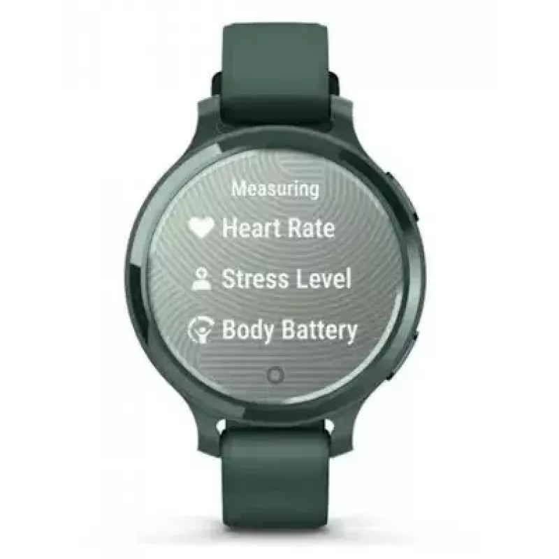 Išmanusis laikrodis GARMIN Lily 2 Active Green — 38 mm aliuminio korpusas, silikoninis dirželis, GPS, SpO2, 5 ATM, baterija 9 dienos