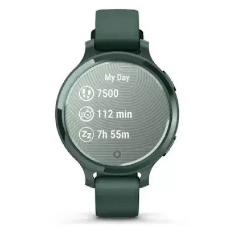 Išmanusis laikrodis GARMIN Lily 2 Active Green — 38 mm aliuminio korpusas, silikoninis dirželis, GPS, SpO2, 5 ATM, baterija 9 dienos