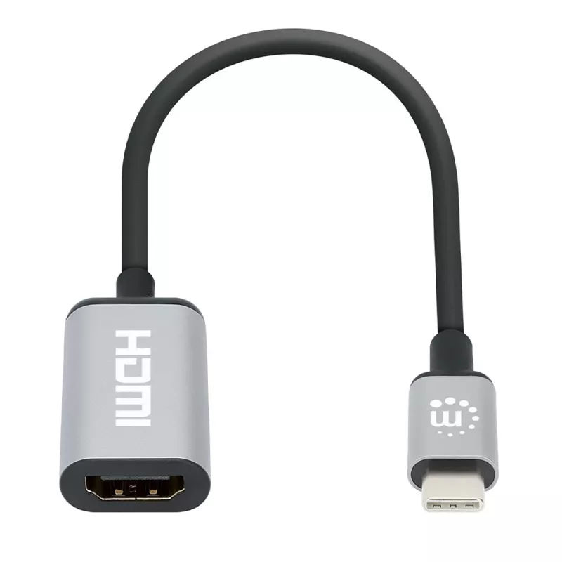 Manhattan USB-C į HDMI kabelis, 4K@60Hz, 5 Gbps (USB 3.2 Gen1 kitaip USB 3.0), 15 cm, juodas, vyriškas į moterišką, trejų metų garantija