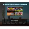 Manhattan 4K 4 prievadų HDMI Multiviewer Switch, jungiklis su keturiais įėjimais viename ekrane, 4K@30Hz, keli peržiūros variantai, įskaitant vaizdas vaizde ir dvigubą/keturgubą ekraną, mygtuko arba nuotolinio valdymo pulto valdymas, 3,5 mm ir Toslink garsas, juoda, 3 metų garantija