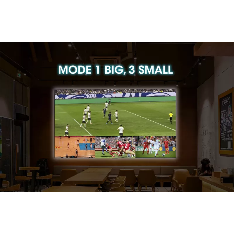 Manhattan 4K 4 prievadų HDMI Multiviewer Switch, jungiklis su keturiais įėjimais viename ekrane, 4K@30Hz, keli peržiūros variantai, įskaitant vaizdas vaizde ir dvigubą/keturgubą ekraną, mygtuko arba nuotolinio valdymo pulto valdymas, 3,5 mm ir Toslink garsas, juoda, 3 metų garantija